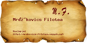 Mrákovics Filotea névjegykártya